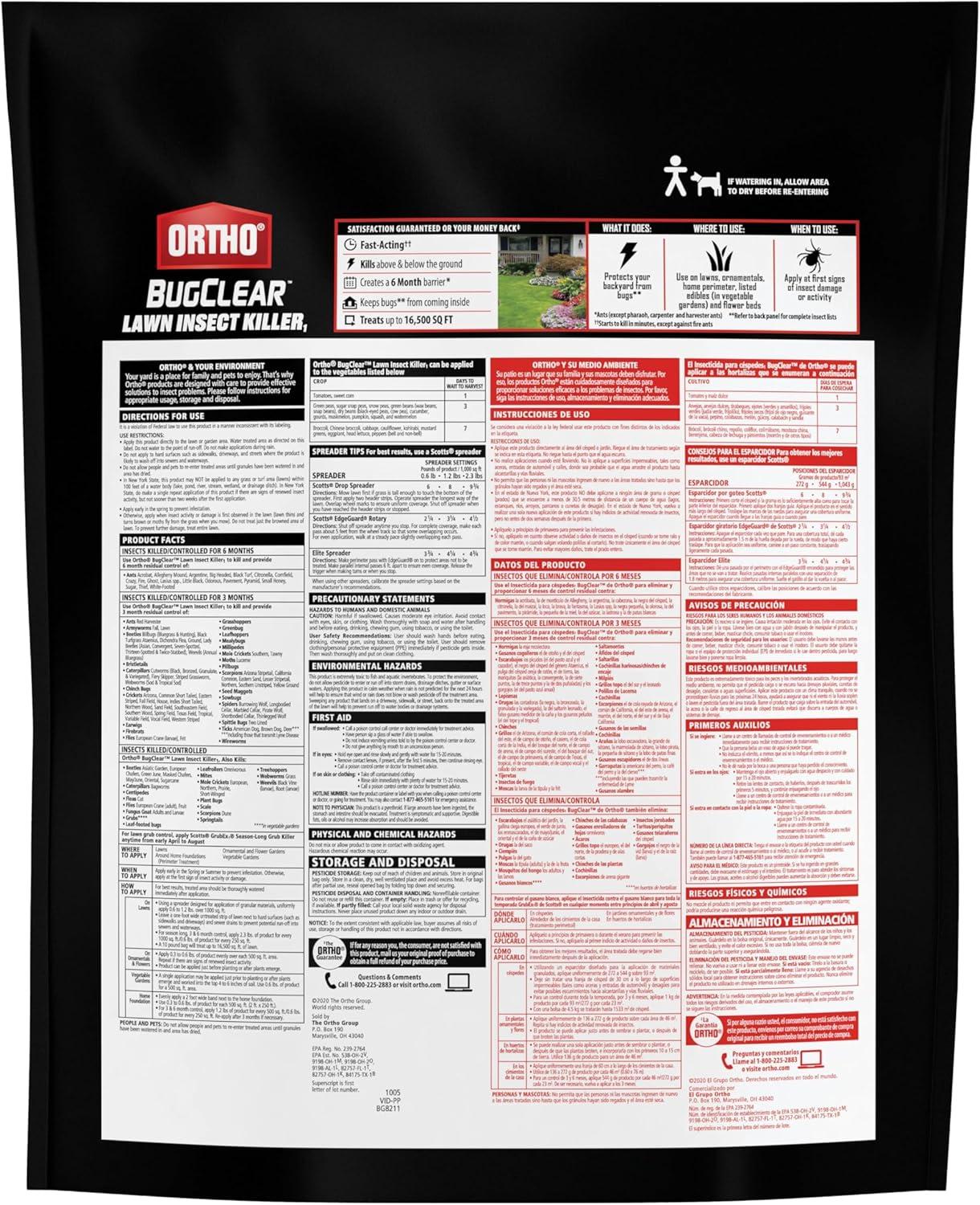 imageOrtho BugClear Lawn Insect Killer1 Kills Ants Spiders Ticks Fleas Armyworms and Grubs Treats up to 16500 sq ft 10 lb10 lb Pack of 4