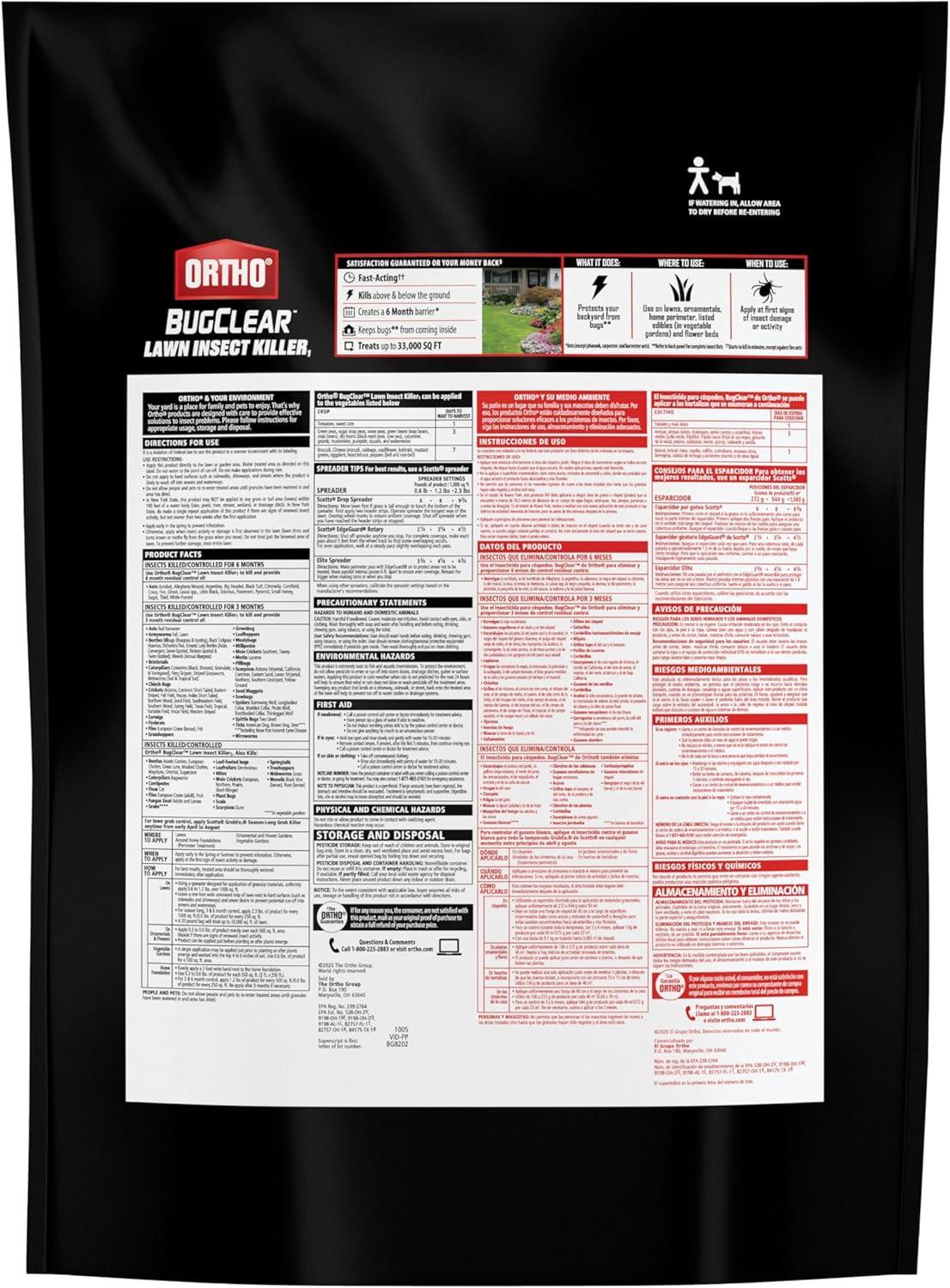 imageOrtho BugClear Lawn Insect Killer1 Kills Ants Spiders Ticks Fleas Armyworms and Grubs Treats up to 16500 sq ft 10 lb20 lb