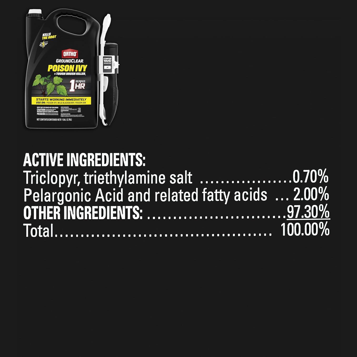 imageOrtho GroundClear Poison Ivy ampamp Tough Brush Killer  Ready to Use with Comfort Wand Poison Ivy Killer Also Kills Poison Oak Kudzu Wild Blackberry Vines ampamp More 133 gal1 gal