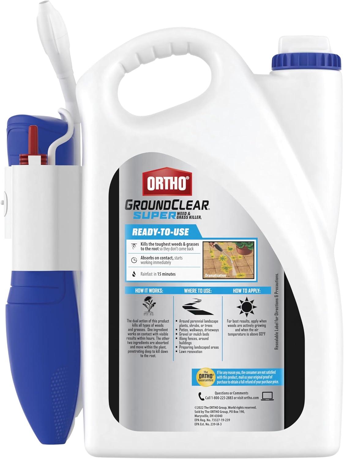 imageOrtho GroundClear Weed ampamp Grass Killer Super Concentrate1 FastActing Formula Kills the Toughest Weeds and Grasses 32 fl oz05 gal
