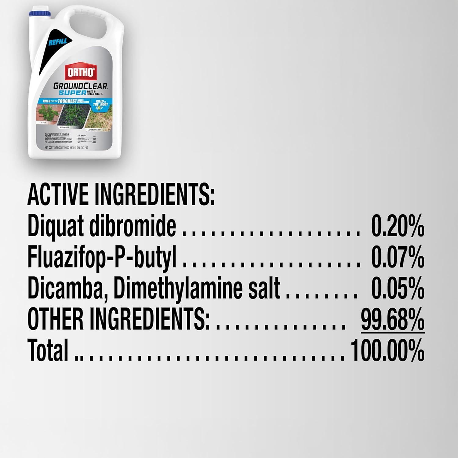 imageOrtho GroundClear Weed ampamp Grass Killer Super Concentrate1 FastActing Formula Kills the Toughest Weeds and Grasses 32 fl oz1 gal