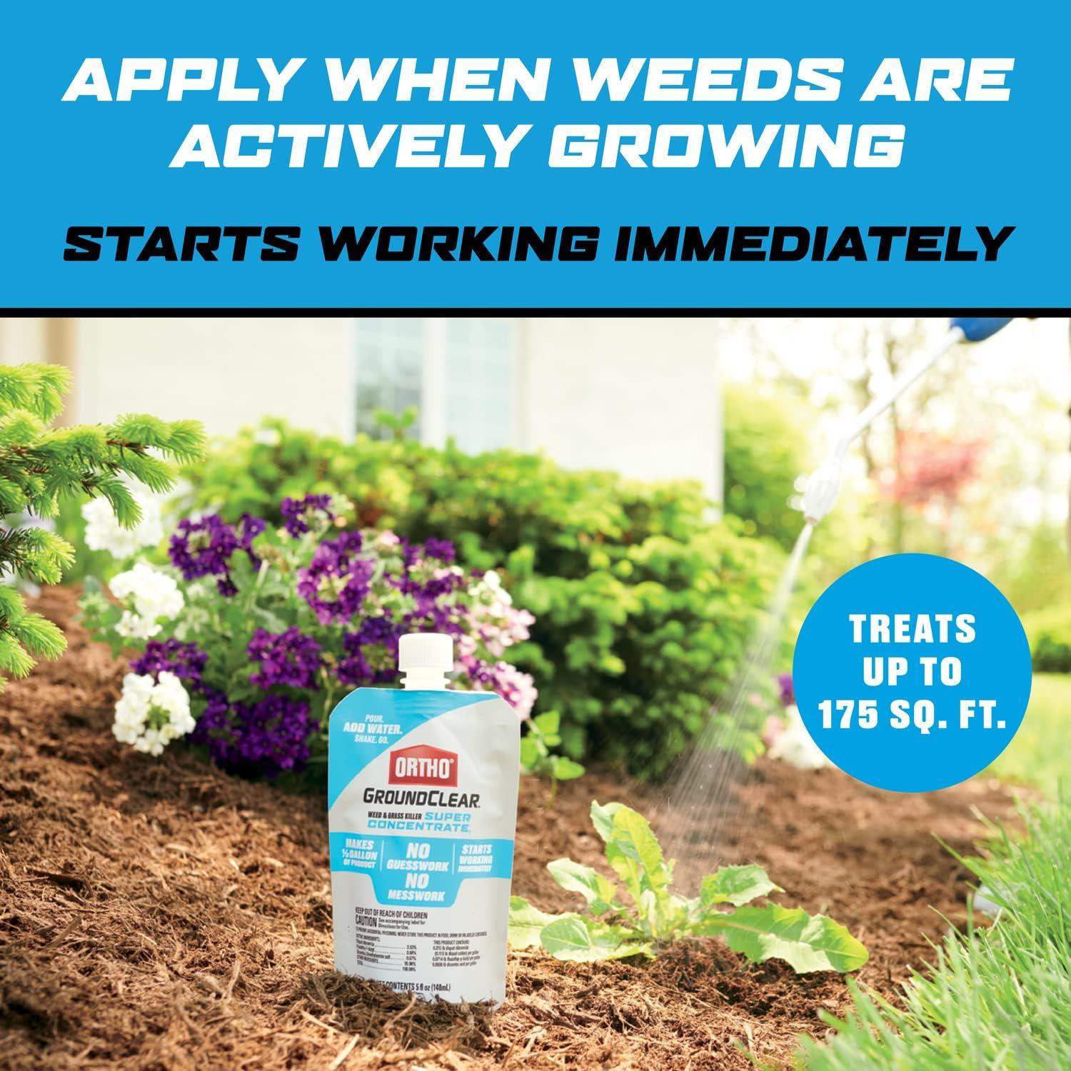 imageOrtho GroundClear Weed ampamp Grass Killer Super Concentrate1 FastActing Formula Kills the Toughest Weeds and Grasses 32 fl oz1 gal
