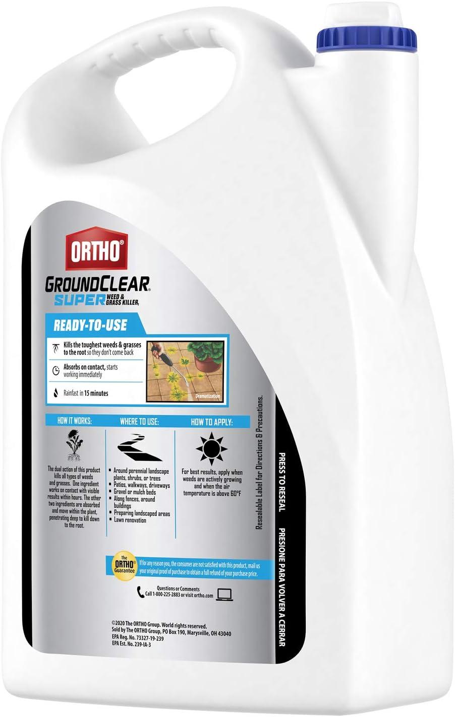 imageOrtho GroundClear Weed ampamp Grass Killer Super Concentrate1 FastActing Formula Kills the Toughest Weeds and Grasses 32 fl oz1 gal