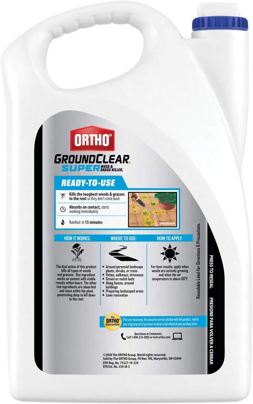 imageOrtho GroundClear Weed ampamp Grass Killer Super Concentrate1 FastActing Formula Kills the Toughest Weeds and Grasses 32 fl oz1 gal