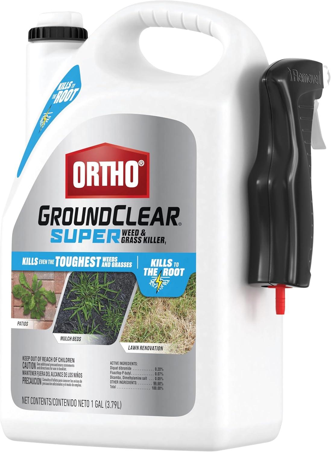 imageOrtho GroundClear Weed ampamp Grass Killer Super Concentrate1 FastActing Formula Kills the Toughest Weeds and Grasses 32 fl oz1 gal