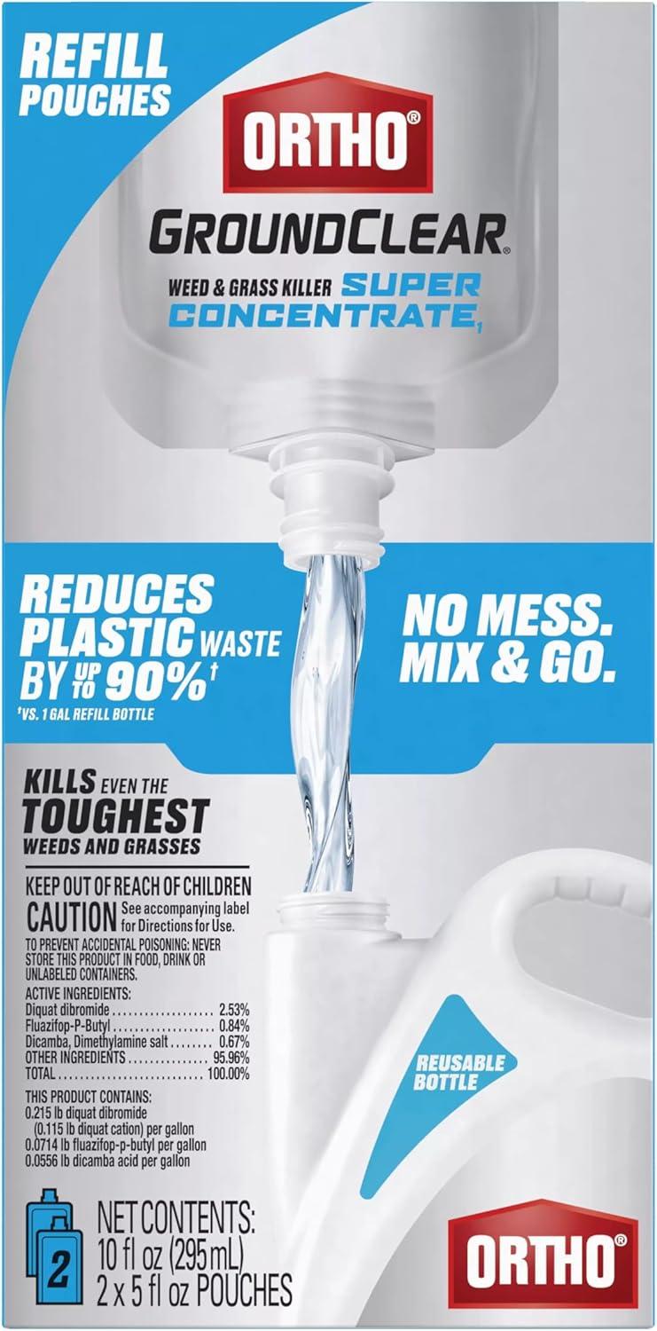 imageOrtho GroundClear Weed ampamp Grass Killer Super Concentrate1 FastActing Formula Kills the Toughest Weeds and Grasses 32 fl oz1 gal