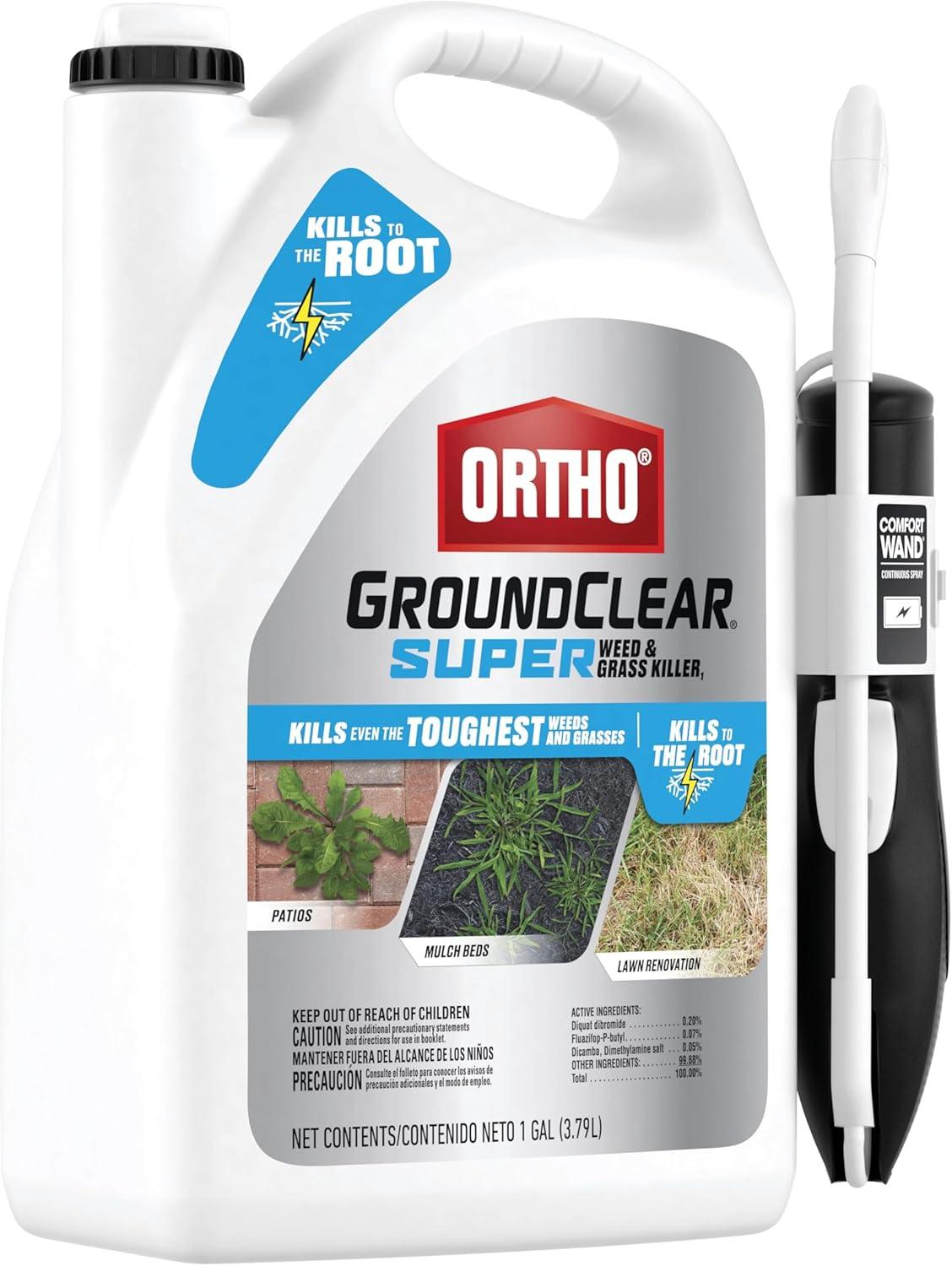 imageOrtho GroundClear Weed ampamp Grass Killer Super Concentrate1 FastActing Formula Kills the Toughest Weeds and Grasses 32 fl oz1 gal