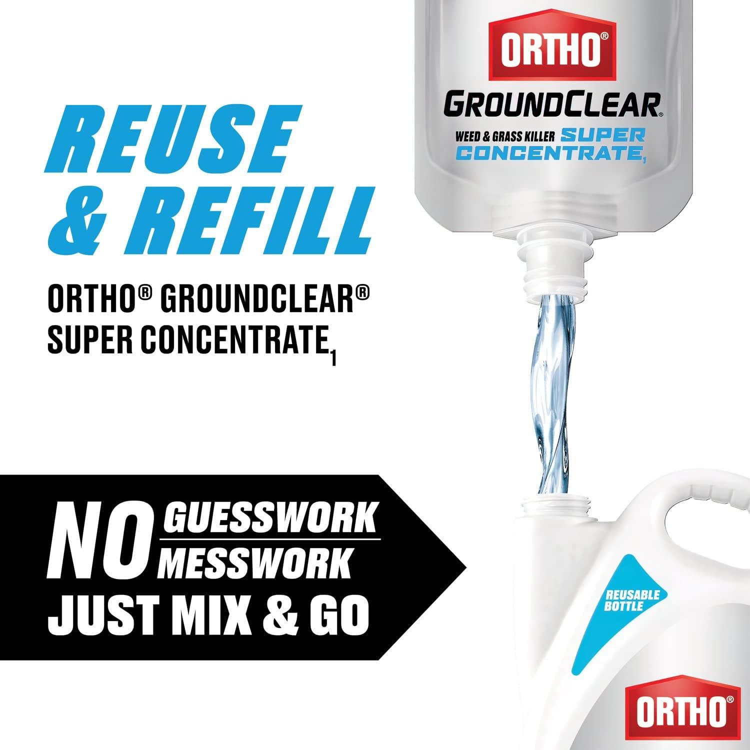 imageOrtho GroundClear Weed ampamp Grass Killer Super Concentrate1 FastActing Formula Kills the Toughest Weeds and Grasses 32 fl oz1 gal