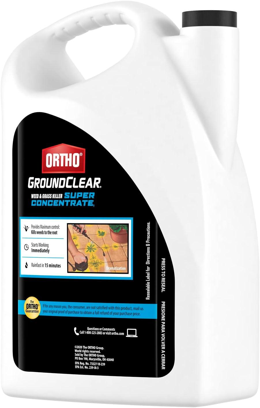 imageOrtho GroundClear Weed ampamp Grass Killer Super Concentrate1 FastActing Formula Kills the Toughest Weeds and Grasses 32 fl oz1 gal