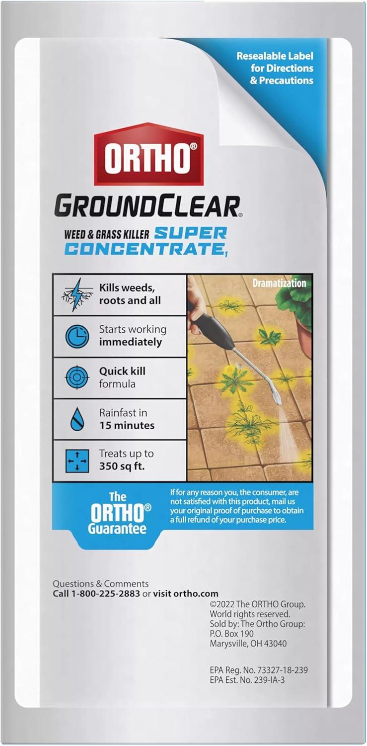 imageOrtho GroundClear Weed ampamp Grass Killer Super Concentrate1 FastActing Formula Kills the Toughest Weeds and Grasses 32 fl oz1 gal