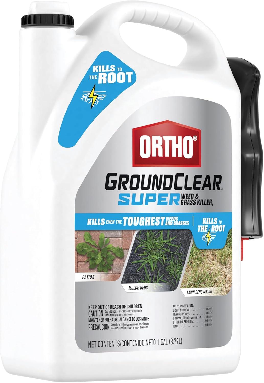 imageOrtho GroundClear Weed ampamp Grass Killer Super Concentrate1 FastActing Formula Kills the Toughest Weeds and Grasses 32 fl oz1 gal