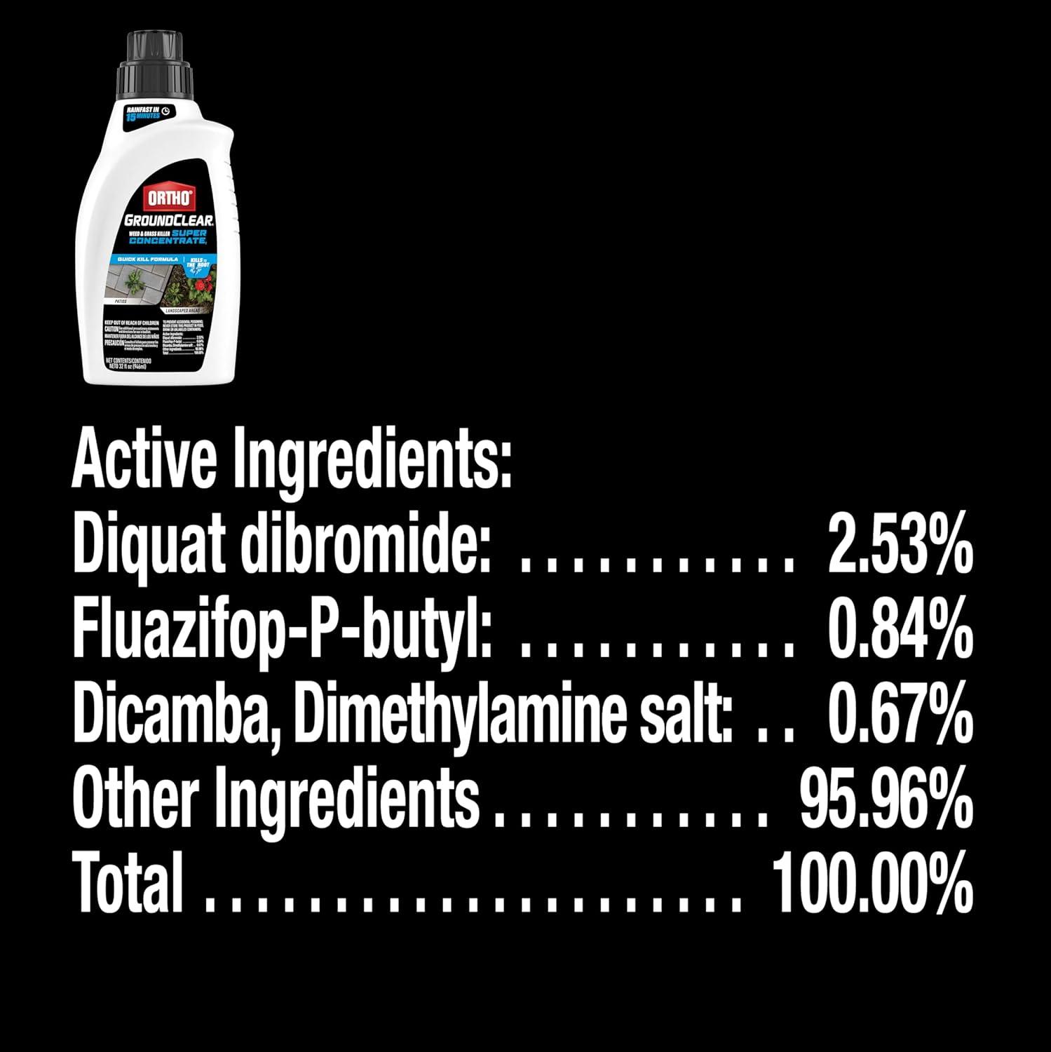 imageOrtho GroundClear Weed ampamp Grass Killer Super Concentrate1 FastActing Formula Kills the Toughest Weeds and Grasses 32 fl oz32oz