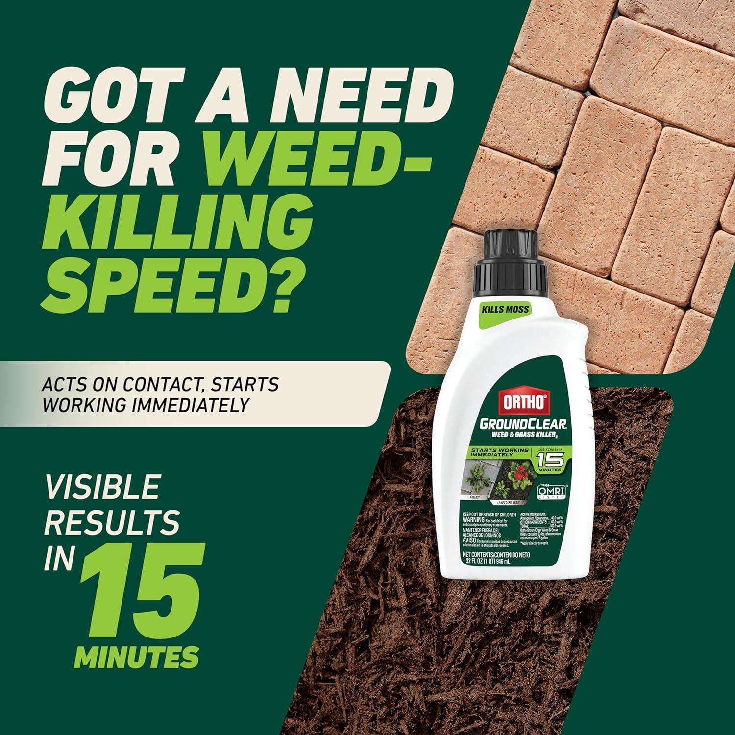 imageOrtho GroundClear Weed and Grass Killer2 Concentrate Kills Dandelions Chickweed Crabgrass Moss and More in Patios and Landscapes OMRI Listed 32 fl ozConcentrate