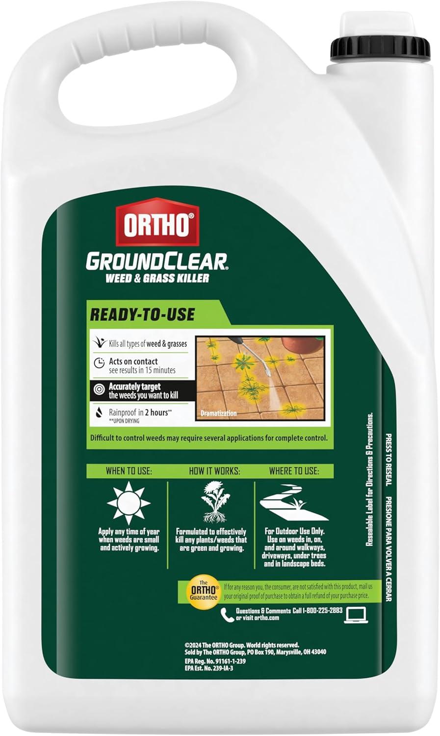 imageOrtho GroundClear Weed and Grass Killer2 Concentrate Kills Dandelions Chickweed Crabgrass Moss and More in Patios and Landscapes OMRI Listed 32 fl ozRefill