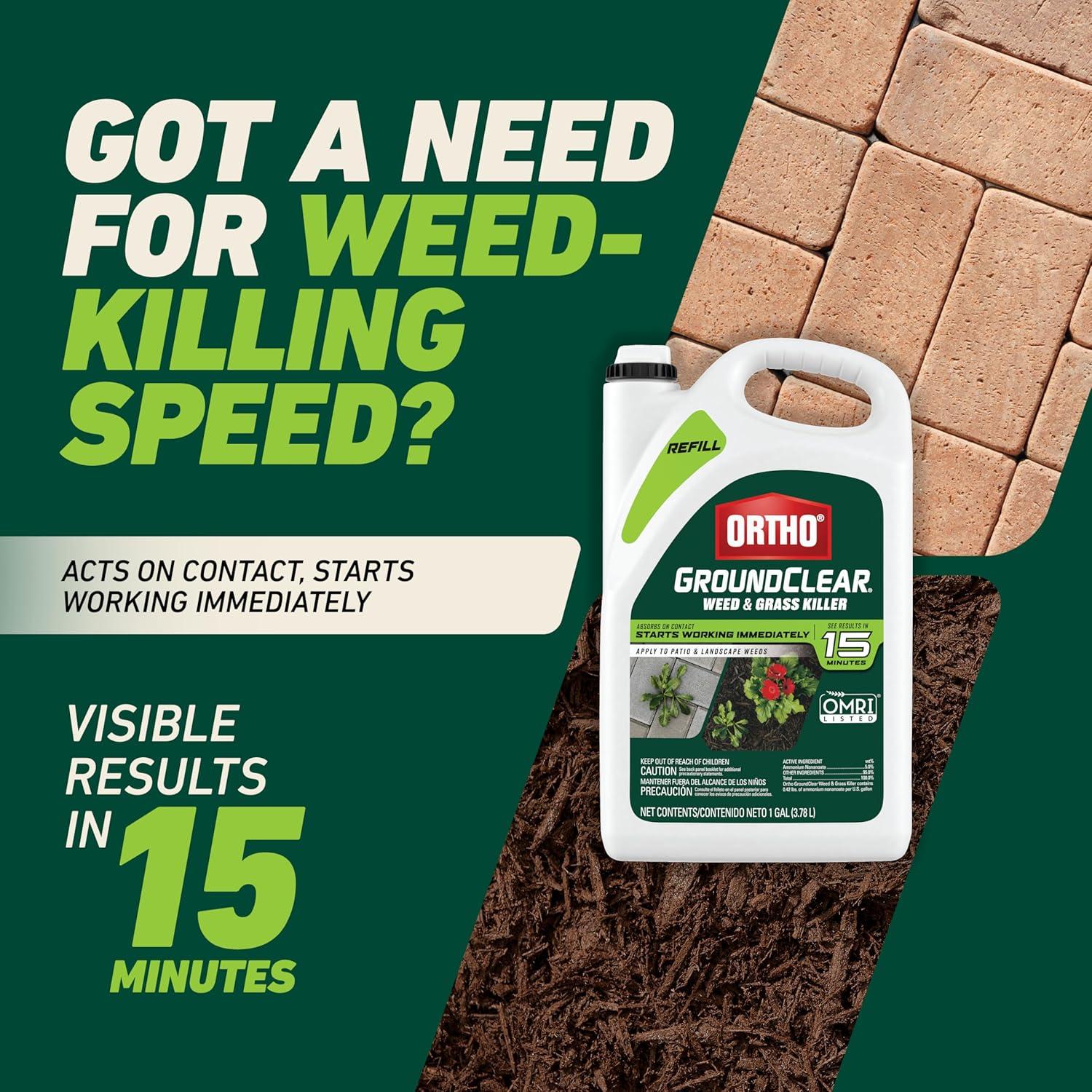 imageOrtho GroundClear Weed and Grass Killer2 Concentrate Kills Dandelions Chickweed Crabgrass Moss and More in Patios and Landscapes OMRI Listed 32 fl ozRefill