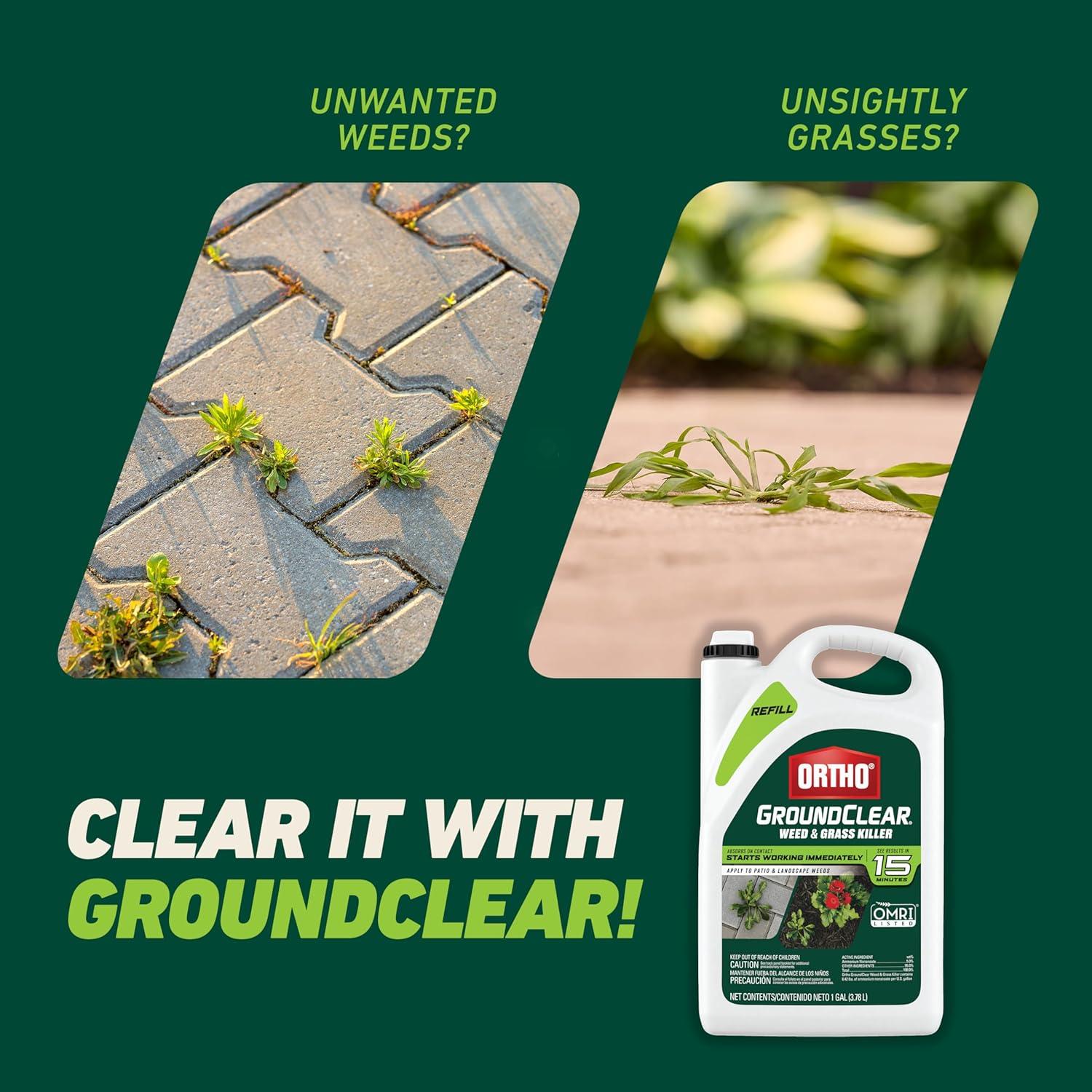 imageOrtho GroundClear Weed and Grass Killer2 Concentrate Kills Dandelions Chickweed Crabgrass Moss and More in Patios and Landscapes OMRI Listed 32 fl ozRefill