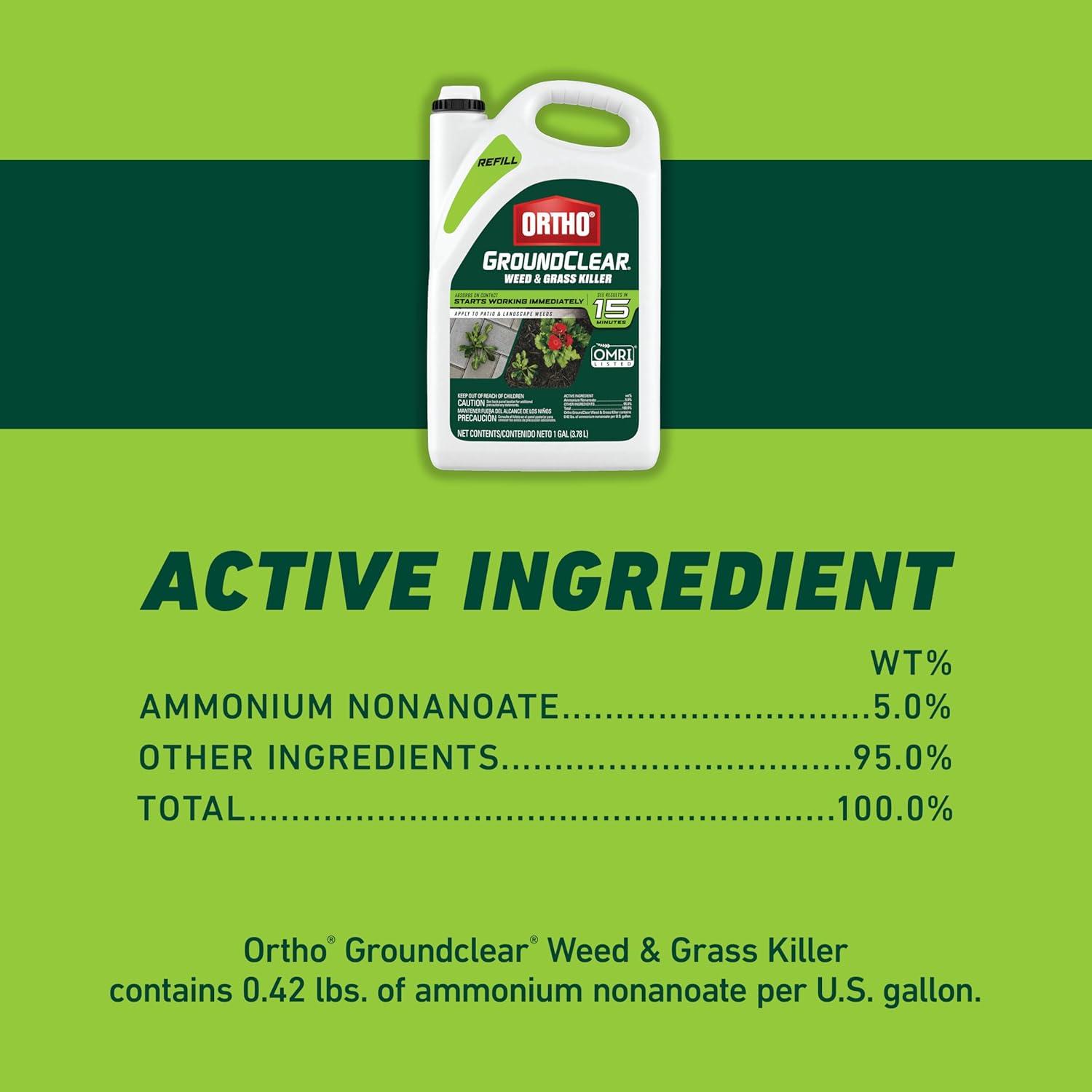 imageOrtho GroundClear Weed and Grass Killer2 Concentrate Kills Dandelions Chickweed Crabgrass Moss and More in Patios and Landscapes OMRI Listed 32 fl ozRefill
