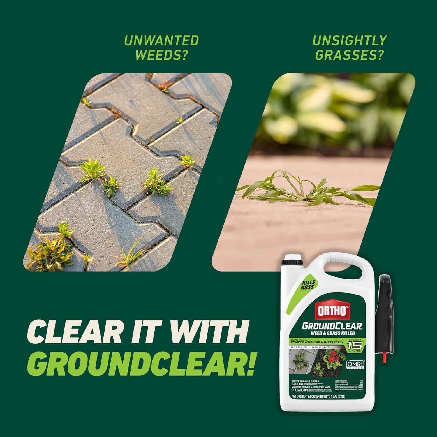 imageOrtho GroundClear Weed and Grass Killer2 Concentrate Kills Dandelions Chickweed Crabgrass Moss and More in Patios and Landscapes OMRI Listed 32 fl ozTrigger