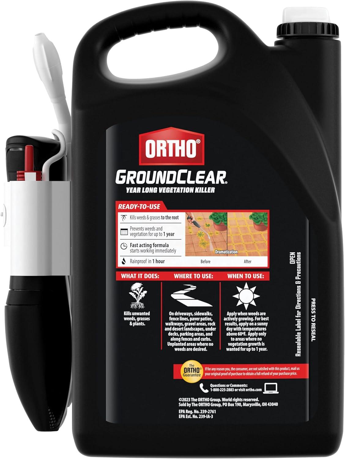 imageOrtho GroundClear Year Long Vegetation Killer2 Concentrate Kills and Prevents Weeds Up to 1 Year 2 gal1 gal