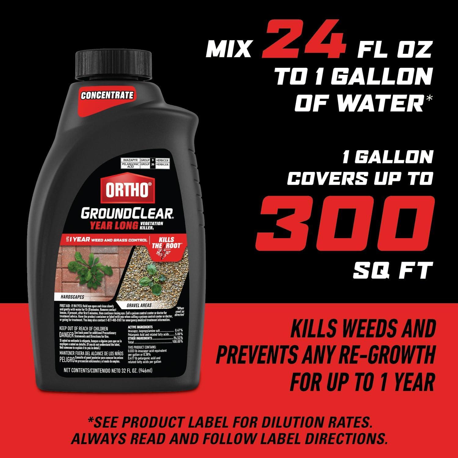 imageOrtho GroundClear Year Long Vegetation Killer2 Concentrate Kills and Prevents Weeds Up to 1 Year 2 gal32 oz