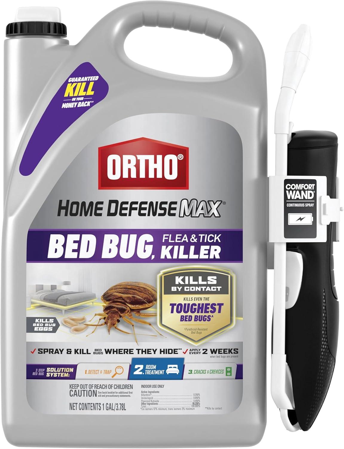 imageOrtho Home Defense Max Bed Bug Flea and Tick Killer with Comfort Wand Bed Bug Spray Kills Bed Bug Eggs Fleas and Ticks 1 gal1Pack