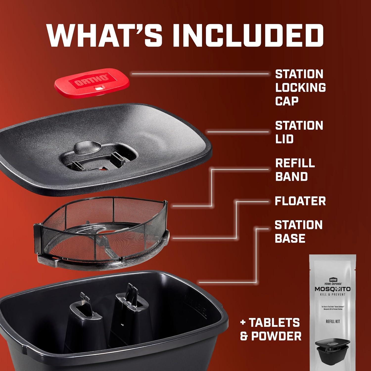 imageOrtho Home Defense Mosquito Kill and Prevent Controls Mosquitoes and Larvae Silent EasytoUse Protects up to 4300 sq ft 1 Mosquito Station and 2 Bands for 2 Months ProtectionStation  Refills
