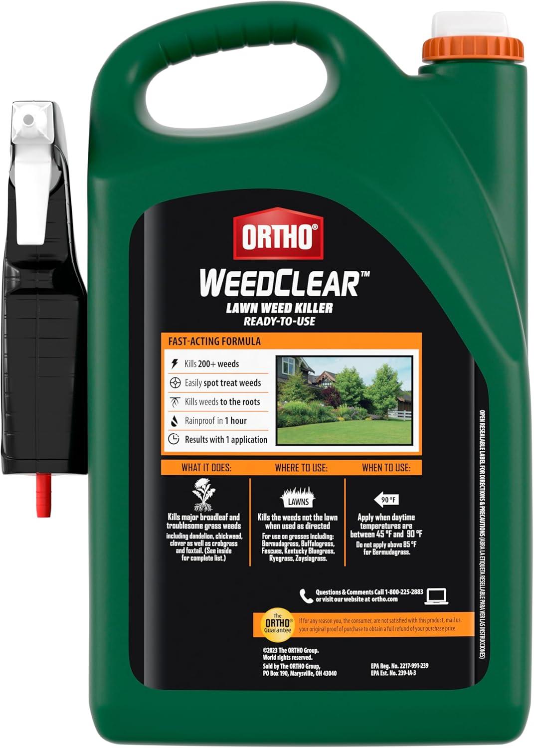 imageOrtho WeedClear Lawn Weed Killer ReadyToUse Refill Kills Crabgrass Dandelion and Clover 133 gal1 gal