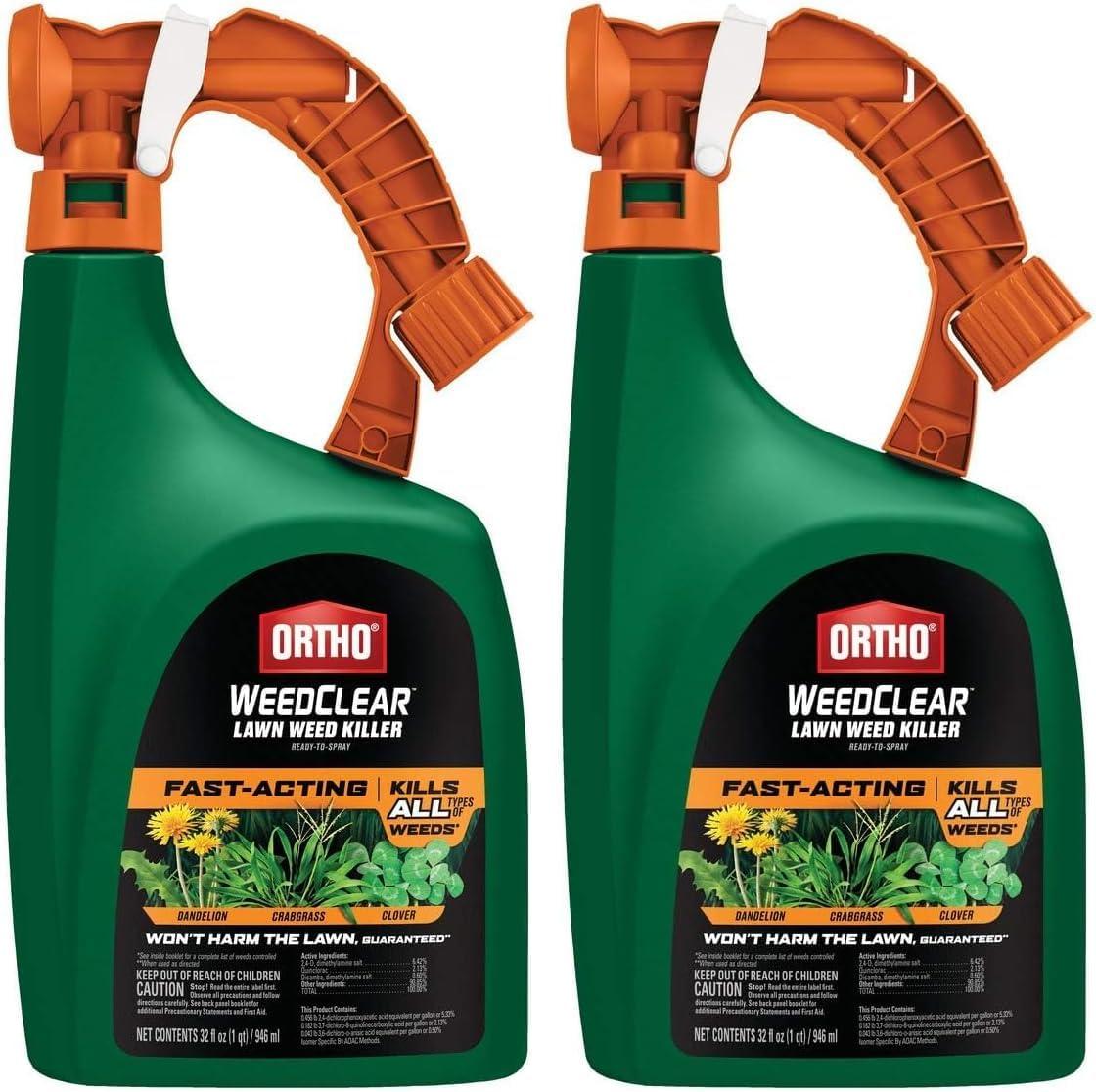 imageOrtho WeedClear Lawn Weed Killer ReadyToUse Refill Kills Crabgrass Dandelion and Clover 133 gal32 Fl Oz Pack of 2