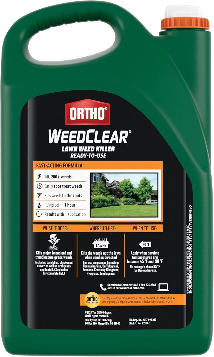 imageOrtho WeedClear Lawn Weed Killer ReadytoUse Refill Kills Crabgrass Dandelion and Clover 1 gal