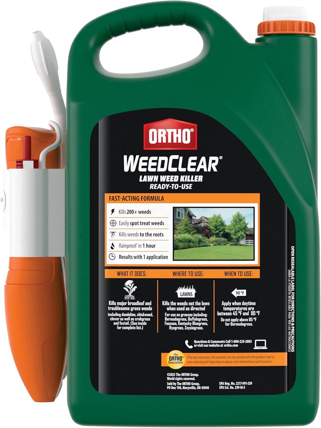 imageOrtho WeedClear Lawn Weed Killer ReadytoUse with Comfort Wand Kills Crabgrass Dandelion and Clover 1 gal
