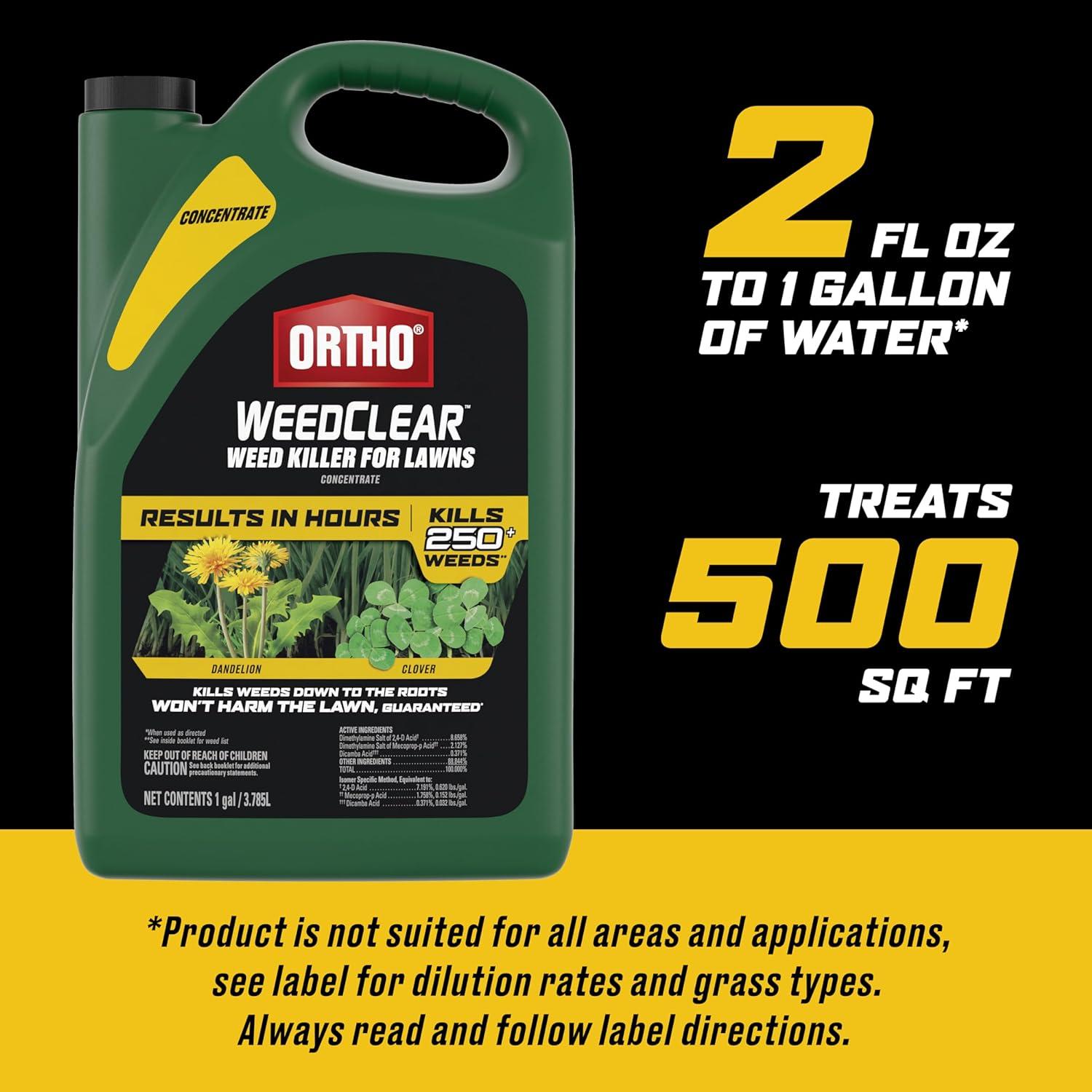 imageOrtho WeedClear Weed Killer for Lawns with Comfort Wand Kills More than 250 Weeds including Dandelion and Clover 1 gal1 gal
