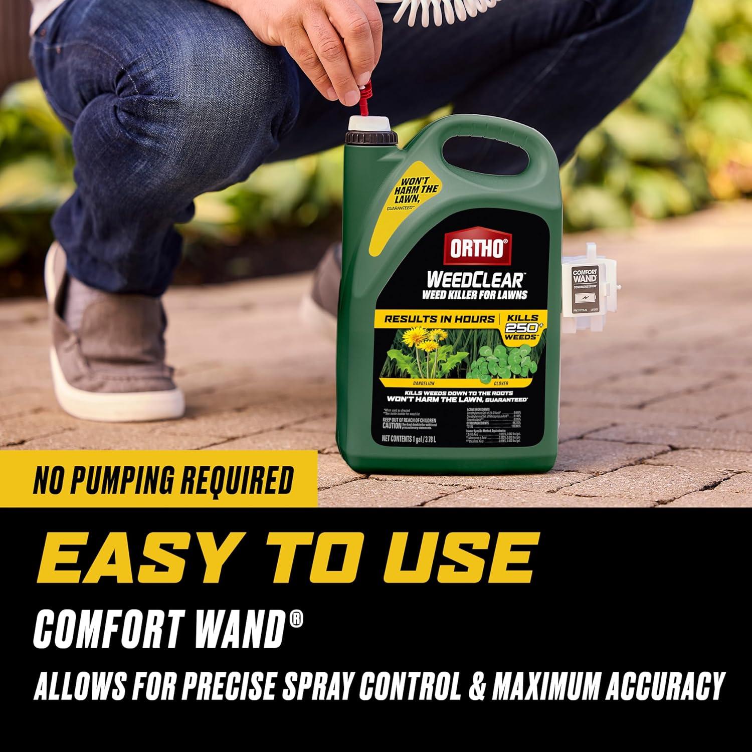 imageOrtho WeedClear Weed Killer for Lawns with Comfort Wand Kills More than 250 Weeds including Dandelion and Clover 1 gal1 gal