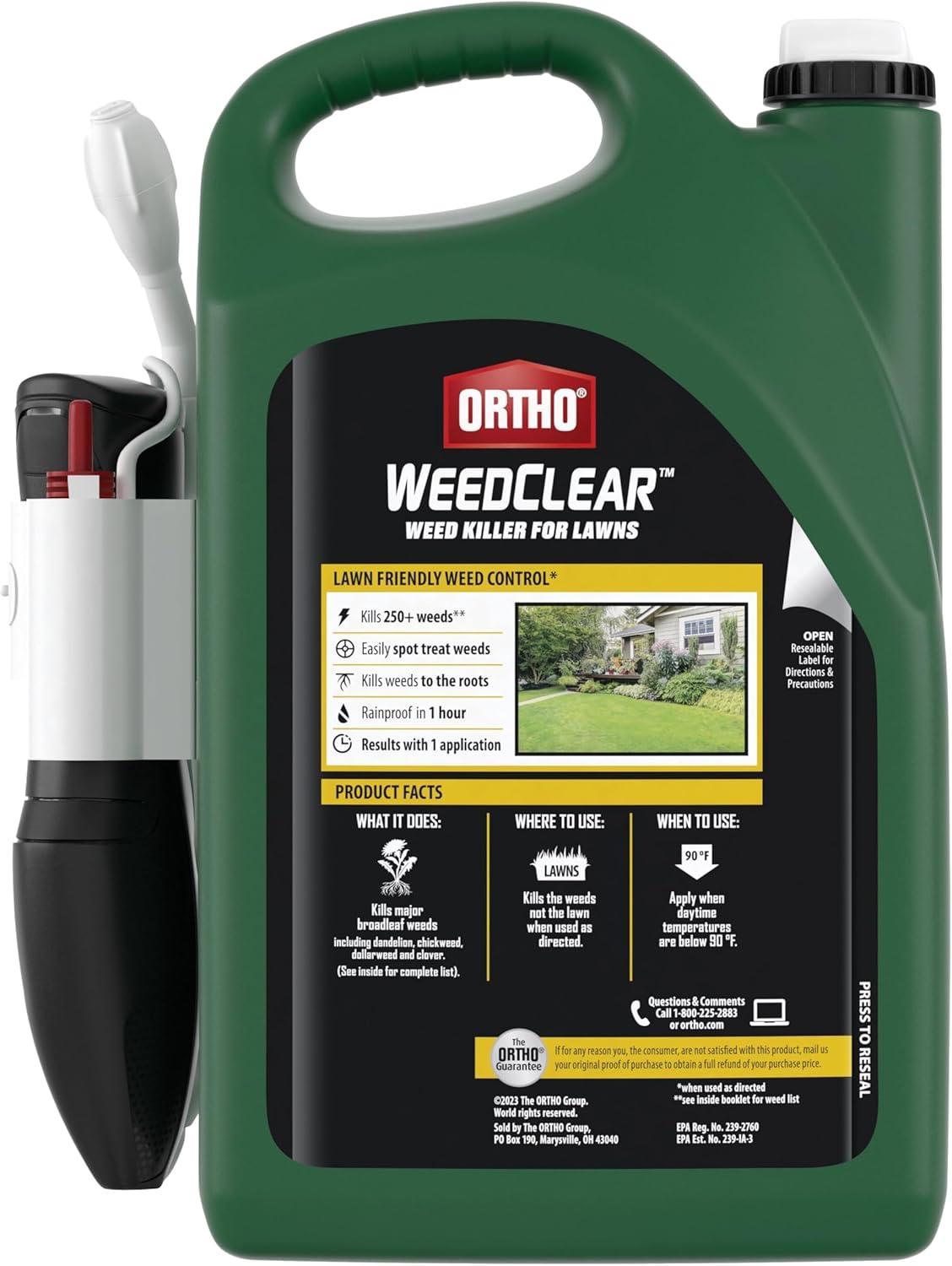 imageOrtho WeedClear Weed Killer for Lawns with Comfort Wand Kills More than 250 Weeds including Dandelion and Clover 1 gal1 gal