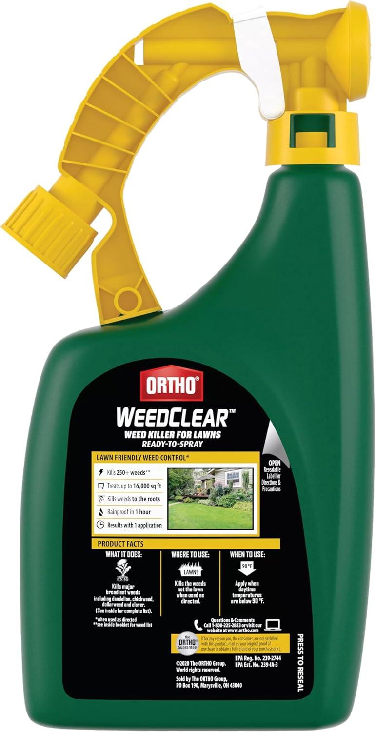 imageOrtho WeedClear Weed Killer for Lawns with Comfort Wand Kills More than 250 Weeds including Dandelion and Clover 1 gal32 oz 2 Pack