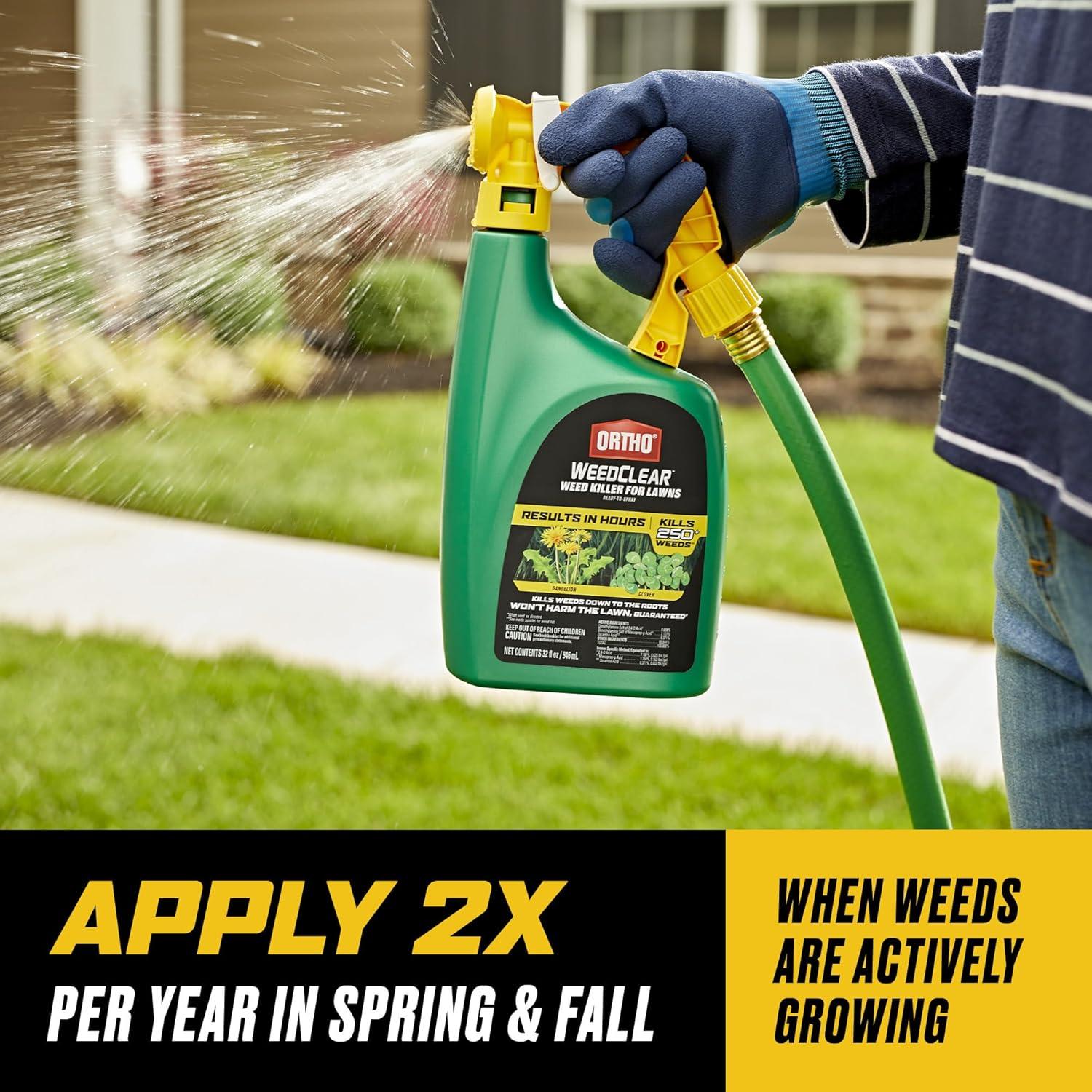 imageOrtho WeedClear Weed Killer for Lawns with Comfort Wand Kills More than 250 Weeds including Dandelion and Clover 1 gal32 oz 2 Pack