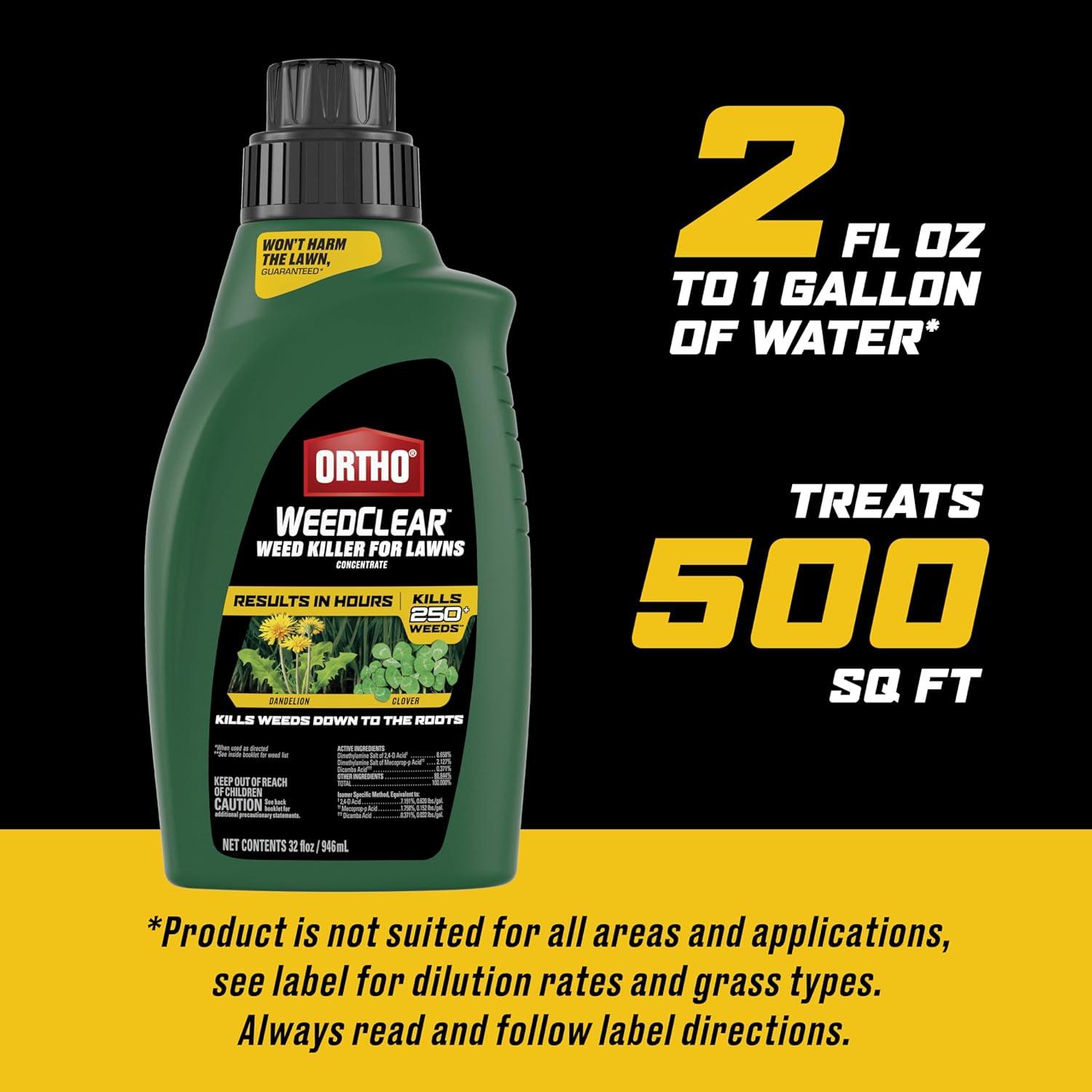 imageOrtho WeedClear Weed Killer for Lawns with Comfort Wand Kills More than 250 Weeds including Dandelion and Clover 1 gal32 oz