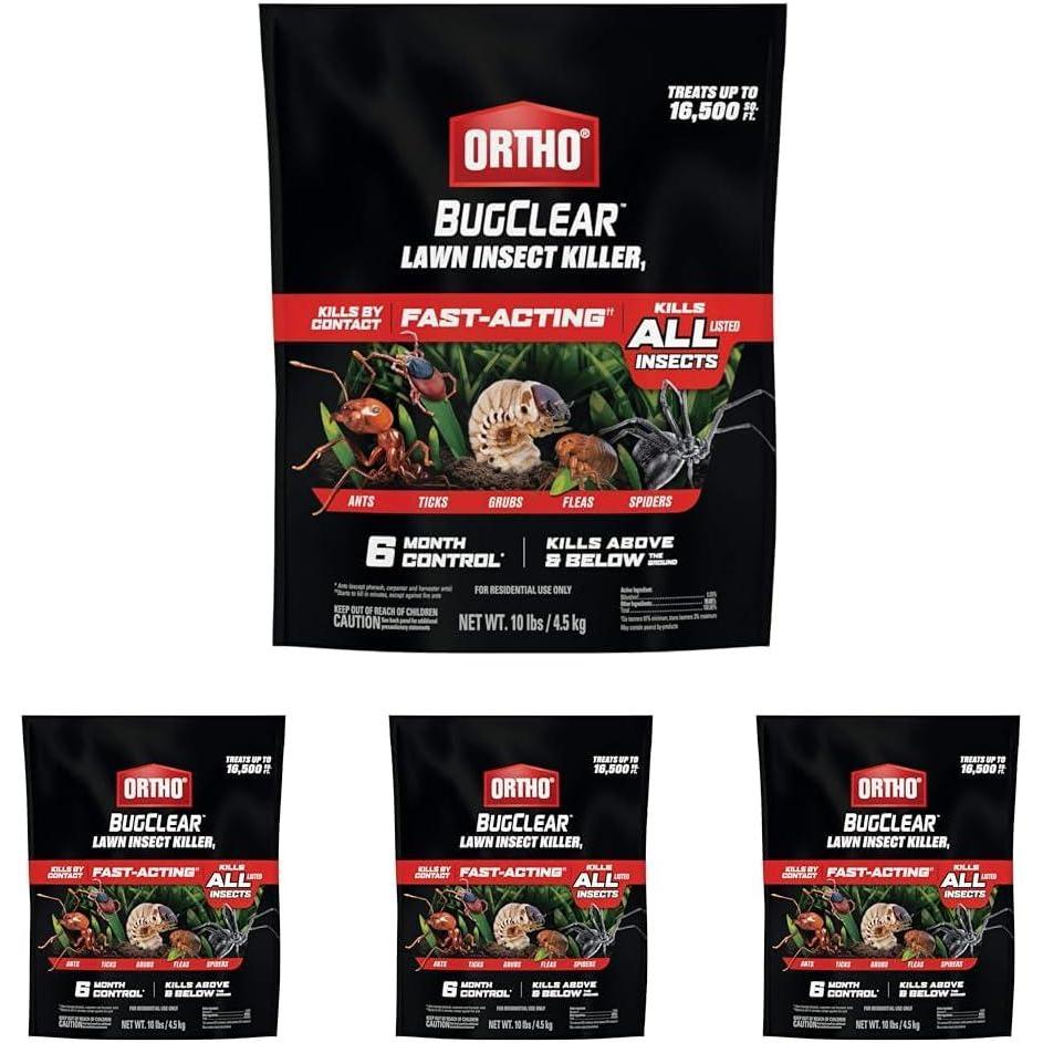 imageOrtho BugClear Lawn Insect Killer1 Kills Ants Spiders Ticks Fleas Armyworms and Grubs Treats up to 16500 sq ft 10 lb10 lb Pack of 4