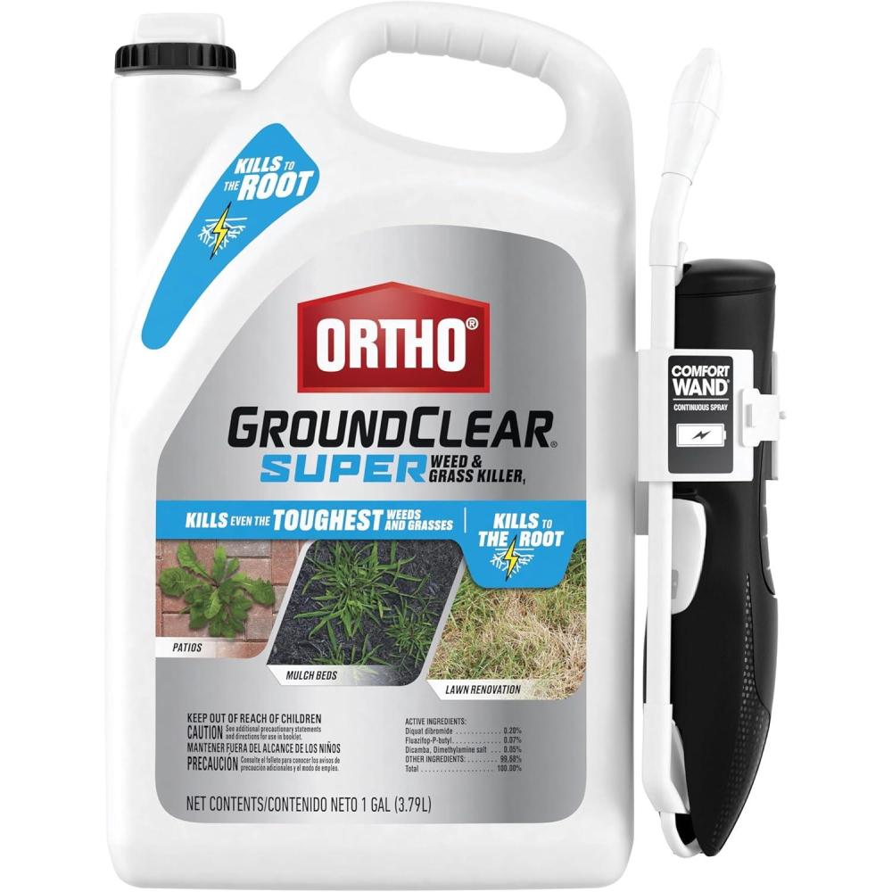 imageOrtho GroundClear Weed ampamp Grass Killer Super Concentrate1 FastActing Formula Kills the Toughest Weeds and Grasses 32 fl oz1 gal
