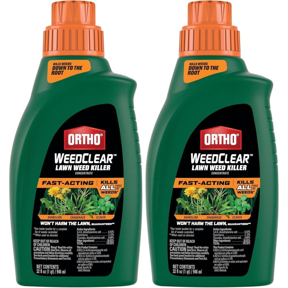 imageOrtho WeedClear Lawn Weed Killer ReadyToUse Refill Kills Crabgrass Dandelion and Clover 133 gal32 Fl Oz Pack of 2