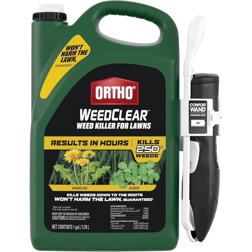 imageOrtho WeedClear Weed Killer for Lawns with Comfort Wand Kills More than 250 Weeds including Dandelion and Clover 1 gal1 gal