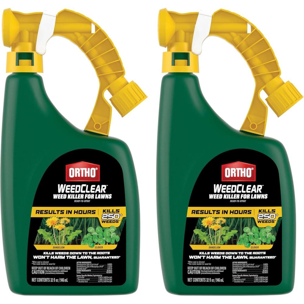 imageOrtho WeedClear Weed Killer for Lawns with Comfort Wand Kills More than 250 Weeds including Dandelion and Clover 1 gal32 oz 2 Pack
