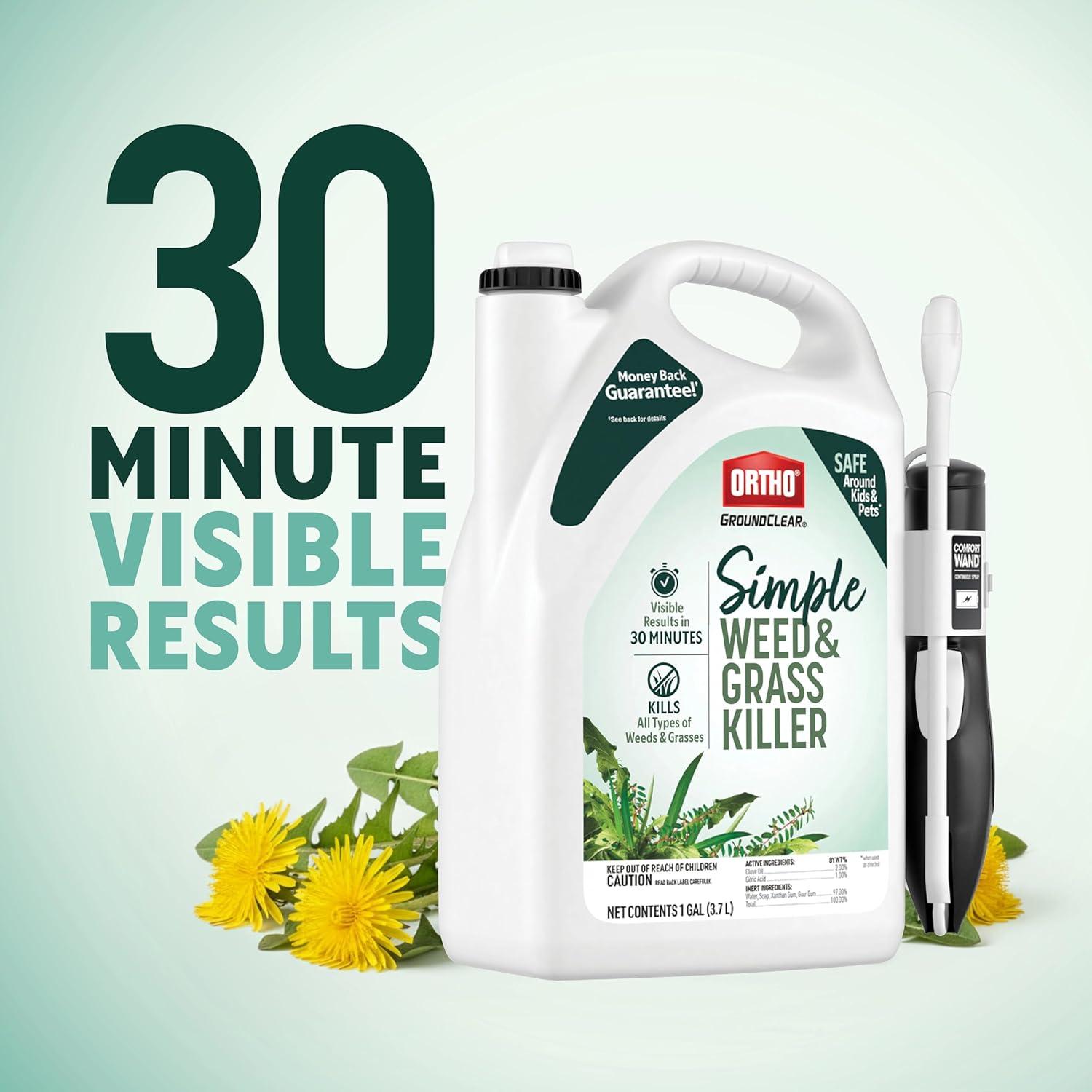 imageOrtho GroundClear Simple Weed and Grass Killer with Comfort Wand  Ready to Use Kills All Types of Weeds and Grasses Sprayer for Gardens Patios amp More 1 gal1Pack