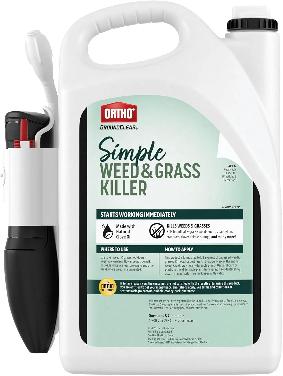 imageOrtho GroundClear Simple Weed and Grass Killer with Comfort Wand  Ready to Use Kills All Types of Weeds and Grasses Sprayer for Gardens Patios amp More 1 gal1Pack