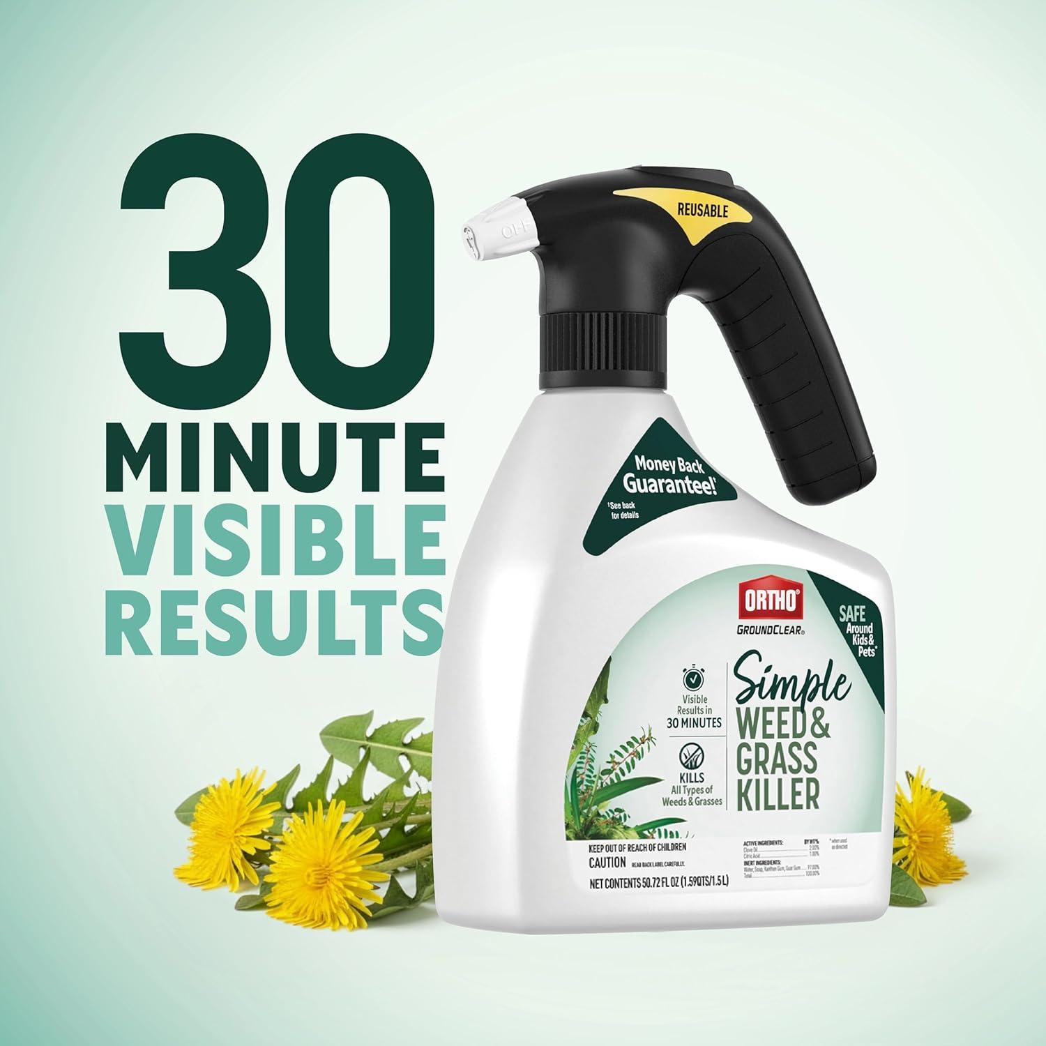 imageOrtho GroundClear Simple Weed and Grass Killer with Comfort Wand  Ready to Use Kills All Types of Weeds and Grasses Sprayer for Gardens Patios amp More 1 gal2Pack